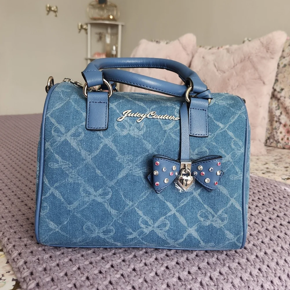Juicy Couture Denim Blue Handbag with Bow Accent